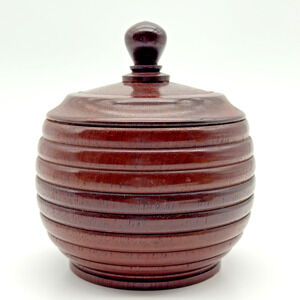 Vintage Turned Wood Trinket Box Tobacco Treen Pot Tea Decorative